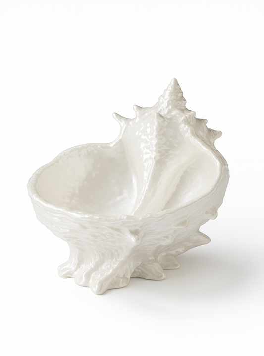 Silk-Gloss Seashell Catchall – 3D Printed Coastal Decor Bowl