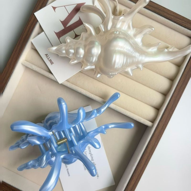 Pearl Seashell 3D Printed Hair Claw – Ocean Aesthetic Statement Clip